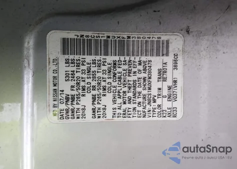 2015 Infiniti Qx70 z USA, uszkodzony, nr VIN JN8CS1MUXFM380478